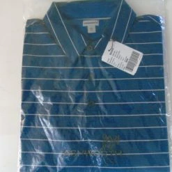 MENS ASHWORTH BLUE STRIPED GOLF SHIRT SIZE LARGE - RRP £49.99 - LAST ONE